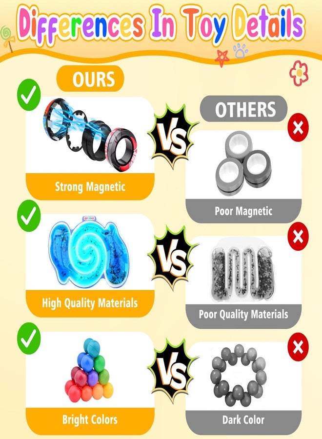 Cevioce 15Pcs Fidget Toys Adults Pack,Stocking Stuffers for Teens Boys Girls,Autism Sensory Toys with Fidget Spinner Slug Magnetic Rings,Squishy Fidget Toys ADHD Stress Relief,Party Favor for Kid-BPY - Image 3